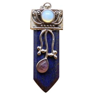 Natürlicher Amethyst Opal Schwertform Anhänger DIY Halskette Armband Schmuck Dekor-Grüner Saphir