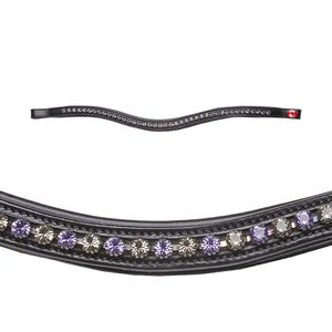 Kieffer Stirnband COLLECTION, Farbe:schwarz / schwarz unterlegt, Größe:Warmblut-Stirnbd. Nr. CA-3067 Crystal Purple