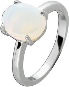 Ring Silber 925 1 natürlicher Opal Krappengefasst rhodiniert poliert 18