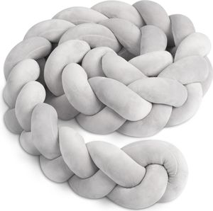 Bettschlange, Bettschlange geflochten, Grau, 200cm