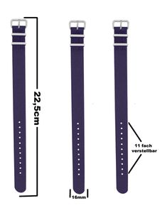Pacific Time Uhrenarmband Wechselarmband Durchzugsband Textil Nylon 16mm violett 10001