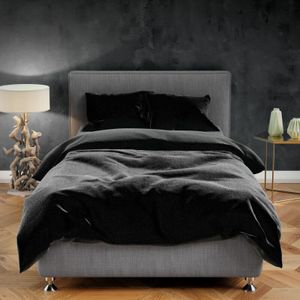 Teddy Plüsch Bettwäsche 200x200 cm Warme Winter Uni Wende Bettbezug Flauschig Anthrazit Schwarz 3 teilig