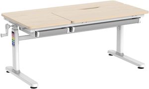 HOKO® Ergo-Study-Table COMPAKT Plus. Kinderschreibtisch, Platte Holzoptik. Manuell höhenverstellbar mit 120 x 60 cm Verstellbarer Tischplatte. CELIN