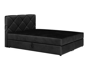 MOB, Manželská postel Boxspring 180x200 cm - Karum (černá) (s matrací a roštem)