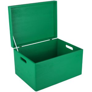 Creative Deco Zelená drevená škatuľa s vekom | 40 x 30 x 24 cm (+/- 1 cm) | Pamäťová schránka Detská veľká škatuľa Drevená škatuľa s vekom a držadlami | Ideálna na dokumenty Cennosti Hračky a nástroje
