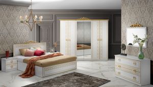 Modernes Schlafzimmer Set Olimp in Weiß / Gold