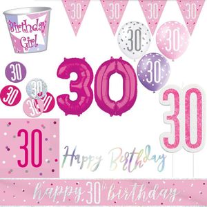 30. Geburtstag Deko pink silber Party Dekoration Set Frau Geburtstagsdeko Jubiläum