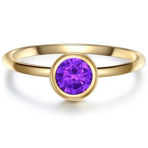 Ring Sterling Silber gelbgold Amethyst 58