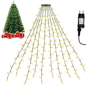 Jiubiaz LED Lichterkette Weihnachtsbaum 280 LEDs Baummantel 8 Lichtermodi Warmweiß