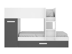 Etagenbett Ausziehbett mit Stauraum - 3x 90 x 190 cm - Weiß & Anthrazit - ANTHONY