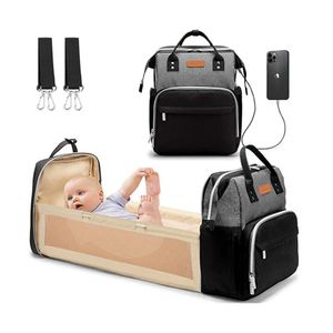 JOSEKO Baby Wickelrucksack Wickeltasche Große Kapazität Reiserucksack Babysachen mit USB-Ladeanschluss Wickelunterlage für unterwegs geeignet für Mothers Travel 