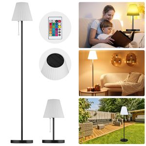 7MAGIC Solar Stehlampe, Outdoor Stehlampe mit Lichtsensor, Dimmbar Warmweiß und RGB Akku stehlampe kabellos, USB Aufladbar LED Solarlampen für innen, Wasserdicht Stehlampe Außen für Terrassen, Garten