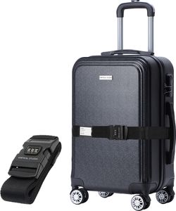 VERTICAL STUDIO "Bergen" 20" Handgepäck Koffer inkl. GRATIS Koffergurt, ABS, 4 Rollen, Teleskopgriff - leicht & robust schwarz | VS-29
