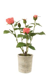J-Line - Umelé ruže v kvetináči 'Rose' (Ružová)