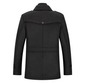 Pánsky zimný kabát, dvojdielny kabát slim fit na prácu a voľný čas, vlnený kabát so stojatým golierom a teplou integrovanou vnútornou bundou, pánsky, čierny, 3XL