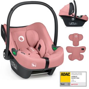 Lionelo ASTRID I-SIZE dětská autosedačka od narození, do 87 cm, od 1 kg do 16 kg, velmi stabilní nosič, výškově nastavitelný - Pink Coral
