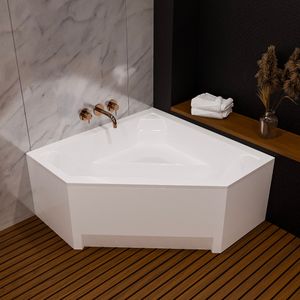 ECOLAM Badewanne Eckbadewanne IRMA 140 x 140 cm Eckwanne + Schürze Acrylschürze Verkleidung Wanne Ablaufgarnitur Viega Füße Silikon