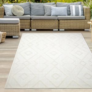 Sisal In- & Outdoor Teppich orientalisches Rautenmuster abstrakt 3d Effekt creme Größe - 200 x 290 cm