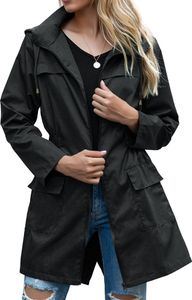Regenjacke Damen Wasserdicht Atmungsaktiv Mit Kapuze Leicht Faltbar Übergangsjacke Outdoorjacke Mit Verstellbarem Kordelzug Taille