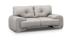 2-Sitzer Sofa MAXIME LUX mit bequemer Sitz, Zweisitzer mit Wellenfedern, Couch aus Kunstleder im modernes Design (Stoff vega 02 - beige)