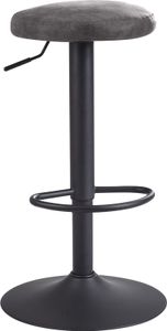 Barhocker Grau Wildlederoptik Hocker ohne Lehne 58 - 79 cm, Küchenhocker Stoff / Metall 100kg, Design Barstuhl Tresenhocker Drehbar Bistrohocker