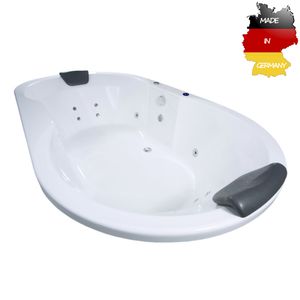 Basera BASIC Indoor Podest-Whirlpool Badewanne Corvo 195 x 100 cm mit 12 Massagedüsen, LED-Ambiente
