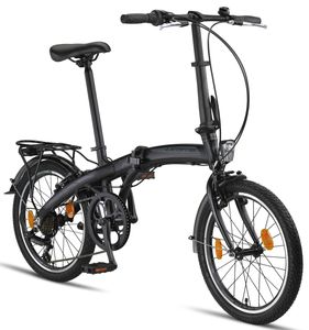 Licorne Bike Phoenix 2D, 20 Zoll Aluminium-Faltrad-Klapprad, Scheibenbremse, Discbremse, V-Bremse Faltfahrrad-Herren-Damen, 7 Gang Kettenschaltung - Folding City Bike, Alu-Rahmen, StVZO, Vorderlampe, Hinterlampe