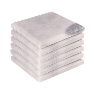 6x Weiß 10cm Marmor Quadratische Untersetzer Coasters - Rustikal Stein Heim Bar Küche Esstisch Gedeck & Tischset - von Argon Ta