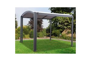 LECO Jotta Pergola, anthrazit/grau, Stahlrohr/Textil, 300 x 295-570 x 233 cm, ausziehbar