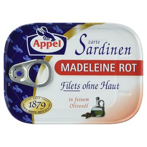 Appel Sardinen Madeleine Rot Zarte Sardinenfilets in Olivenöl 105g