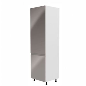 Kondela -Schrank auf dem Kühlschrank, weiß / grau Extra -Hochglanz, links, Aurora D60ZL