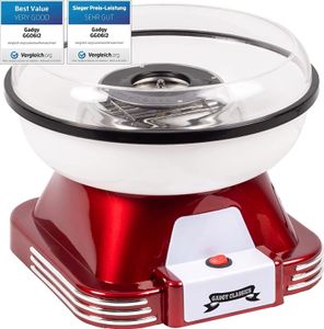 GADGY® Zuckerwattemaschine für zuhause - Retro Baumwolle Candy Machine - Zuckerwatte Maschine mit Stäbchen und Messlöffel - Höhe 22 cm Rot Weiß - 500 W GADGY® Zuckerwattemaschine für zuhause - Retro Baumwolle Candy Machine - Zuckerwatte Maschine mit Stäbchen und Messlöffel - Höhe 22 cm Rot Weiß - 500 W
