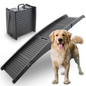 BITUXX®  Falzbare Hunderampe Hunde Einstiegshilfe Autorampe Hundetreppe Hundetransport Klappbar aus Kunststoff MS-19135