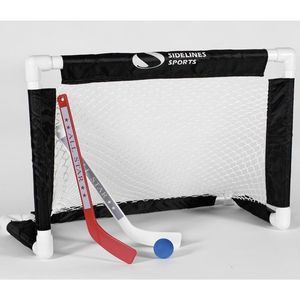 Sidelines Mini Hockey Tor Set  mit Ball und 2 x Schläger, Farbe:schwarz/weiß