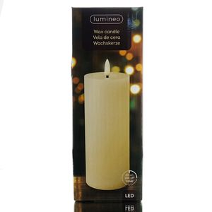 Lumineo LED Wachskerze Cream cremeweiß Ø 7 cm Höhe 19 cm warmweiß Indoor