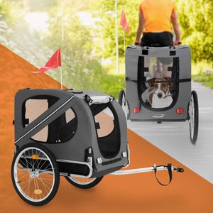 Přívěsný vozík za kolo a kočárek pro psy Hauki 2v1, 130x72x90 cm, šedý, skládací