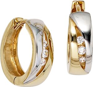 JOBO Creolen 333 Gold Gelbgold teilrhodiniert 6 Zirkonia Ohrringe