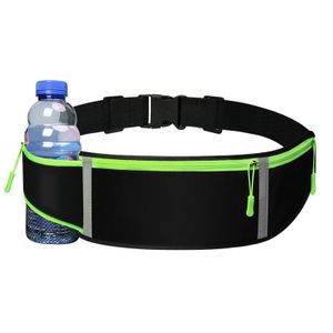 Hüfttasche Sport Bauchtasche mit Trinkflasche, Trinkgürtel Nylon Wasserdicht Lauftasche Laufgürtel Running Pockets Waistpacks (Schwarz)