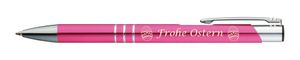 Kugelschreiber mit Gravur "Frohe Ostern" / aus Metall / Farbe: pink