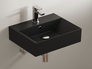 Aqua Bagno Keramik Waschtisch 50cm Waschbecken auch als Aufsatz schwarz matt