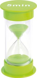 EDUPLAY 120443 Klepsydra 5 min, Ø 6,5 x 12 cm wysokości, zielona