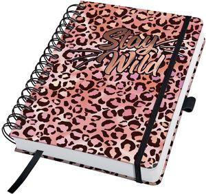 SIGEL JN653 Spiral-Notizbuch Jolie - Pink Leo Love - punktkariert (Dot-Lineatur) - 120 g/m² - ca. A5 - rosa, apricot, schwarz - Hardcover - 240 S. - FSC-zertifizi