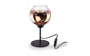 Tischlampe, Nachttischlampe, Livigno Home Leselampe mit 1 Glasschirm, E27 Glühbirne, Schirm Kupfer