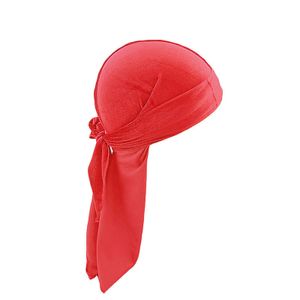 Durag-Mütze, einfarbig, ultraweich, hält warm, Samt, für Herren und Damen, Kopfwickel mit langem Schwanz für den Winter, Rot