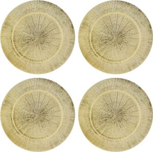 4 x Platzteller wiederverwendbar aus Kunststoff - goldfarben Ø 33 cm - Unterteller wiederverwendbar - Dekoteller aus Kunststoff