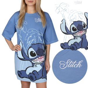 Stitch Disney Blue, Nachtwäsche für Frauen, Nachthemd aus Baumwolle XXL