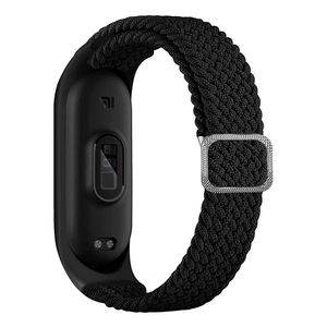 Watch Armband für Xiaomi Mi Band 5 ,Nylon Braided Stretch Solo Loop Ersatzband Watch Armband Strap,Uhrenarmband Armbänder(Schwarz)