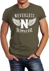 Herren T-Shirt Neverless Supply Adler Wings Slim Fit Neverless® army XXL