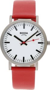 Boccia Uhr Damen 3651-09 Titan, Leder, Rot, Quarz
