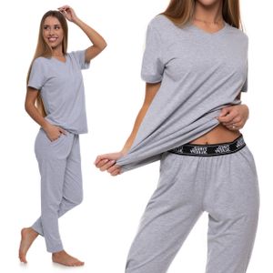 Moraj Damen Schlafanzug Kurzarm + Pyjamahose 4900-016, Farbe: Grau, Große: L